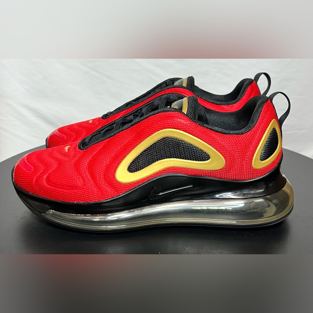 Nike Red and Gold Air Max 720 Sneakers Shoes Sporty Activewear Athletic Gym Run - Picture 2 of 15